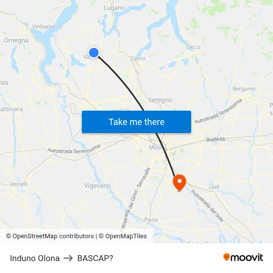 Induno Olona to Bascap map