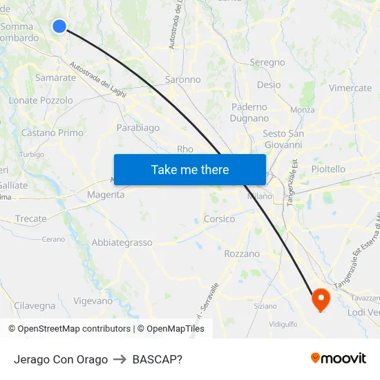 Jerago con Orago to Bascap map