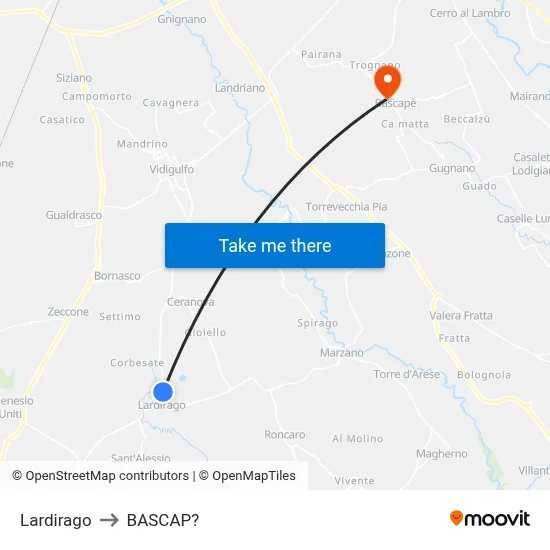 Lardirago to Bascap map