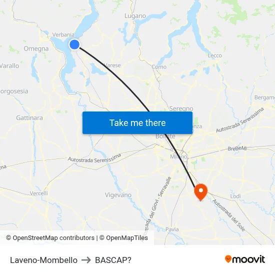 Laveno-Mombello to Bascap map