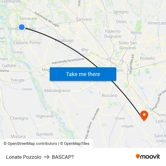 Lonate Pozzolo to Bascap map