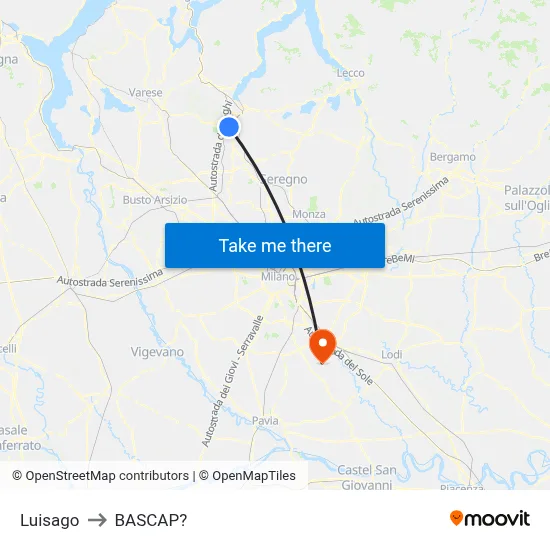 Luisago to Bascap map