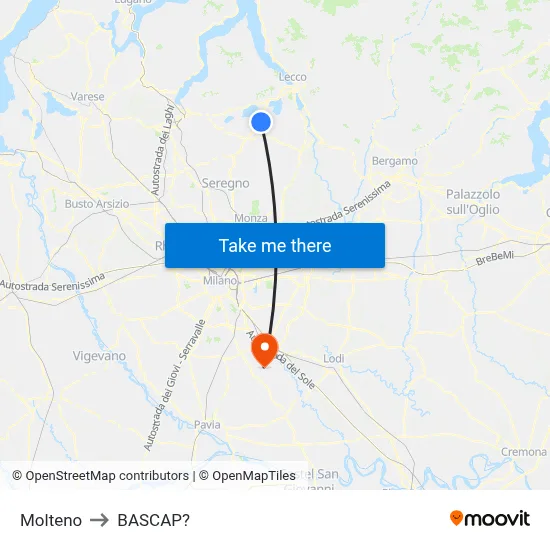 Molteno to Bascap map