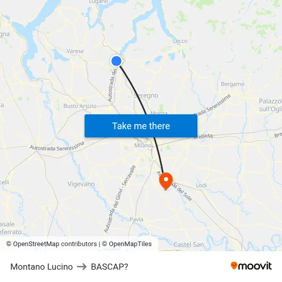Montano Lucino to Bascap map