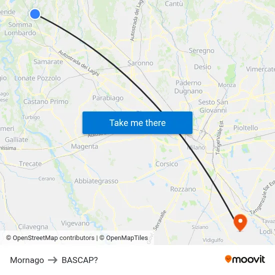 Mornago to Bascap map