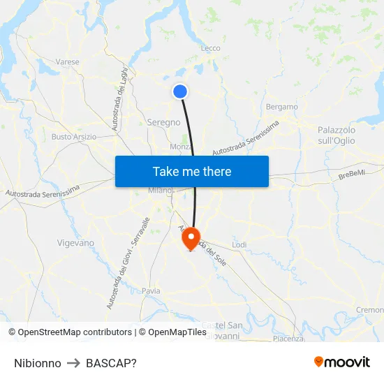 Nibionno to Bascap map