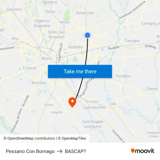 Pessano Con Bornago to Bascap map