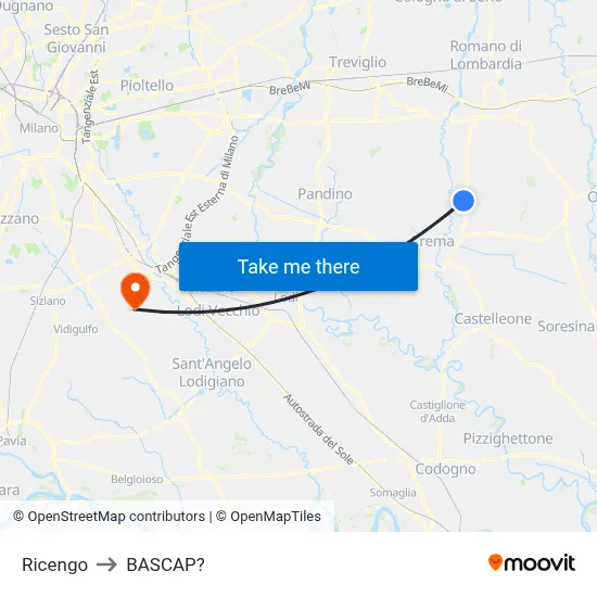 Ricengo to Bascap map