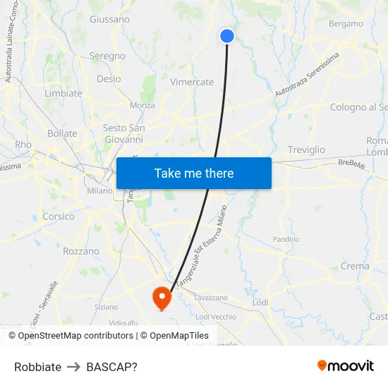Robbiate to Bascap map