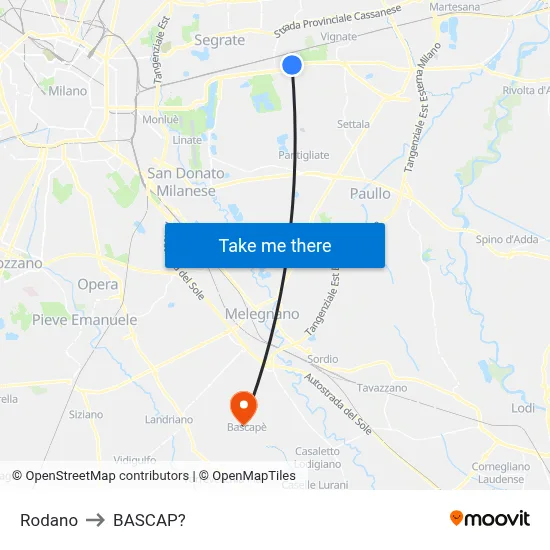 Rodano to Bascap map