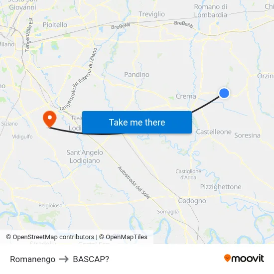 Romanengo to Bascap map