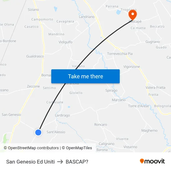 San Genesio Ed Uniti to Bascap map