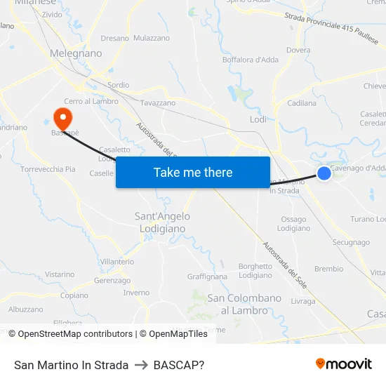 San Martino In Strada to Bascap map