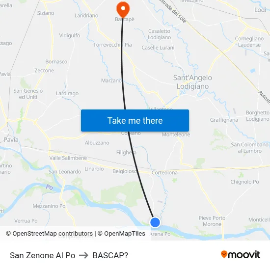 San Zenone al Po to Bascap map
