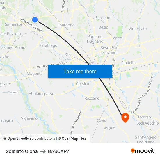 Solbiate Olona to Bascap map