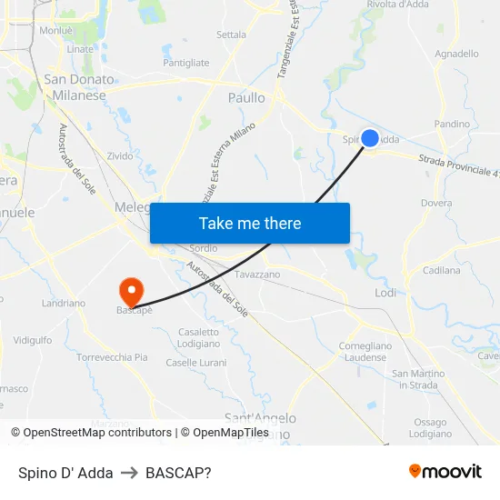 Spino D' Adda to Bascap map