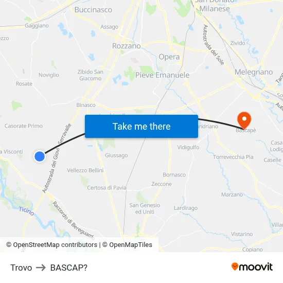 Trovo to Bascap map