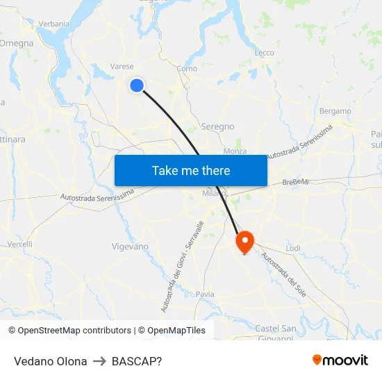 Vedano Olona to Bascap map