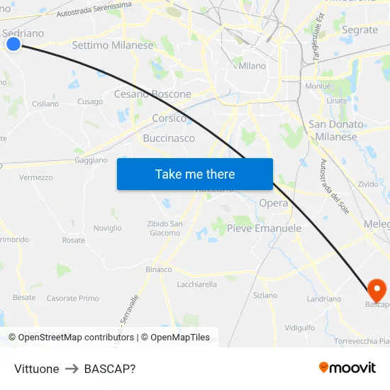 Vittuone to Bascap map