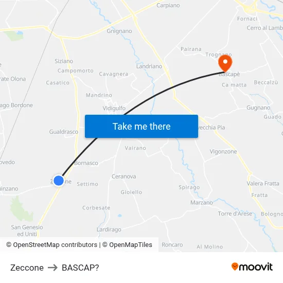 Zeccone to Bascap map