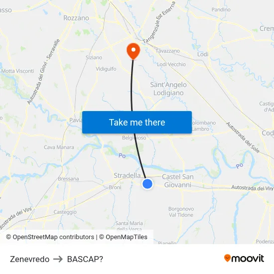 Zenevredo to Bascap map