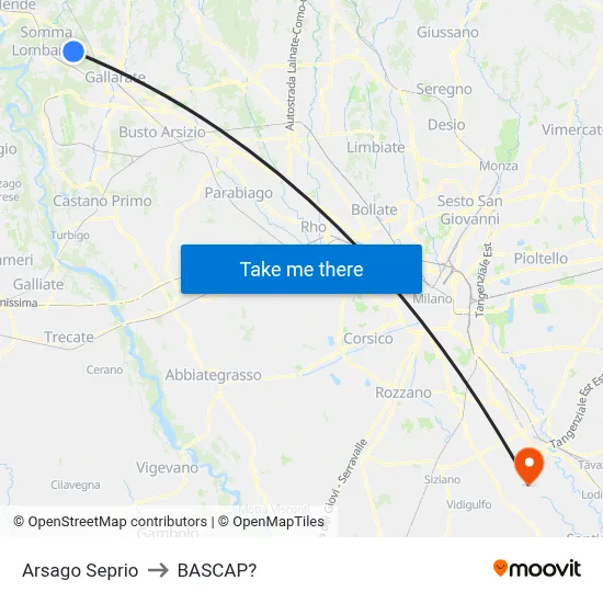 Arsago Seprio to Bascap map