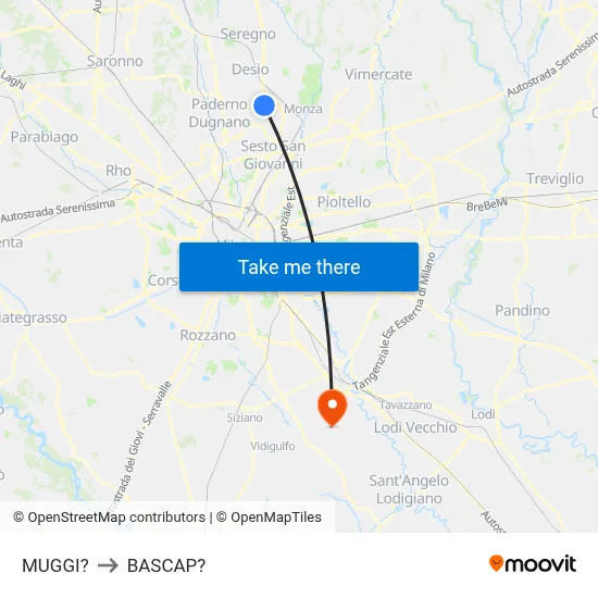 Muggiò to Bascap map