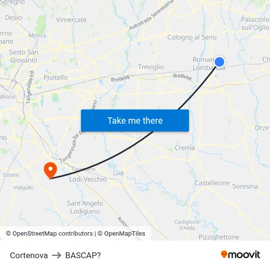 Cortenova to Bascap map