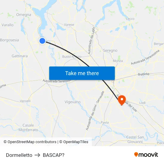 Dormelletto to Bascap map