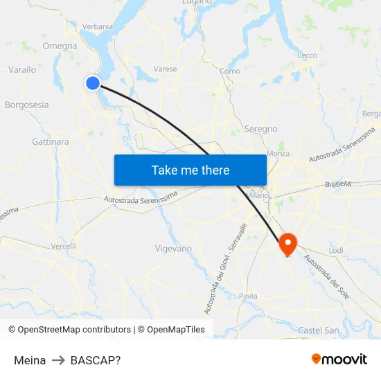 Meina to Bascap map