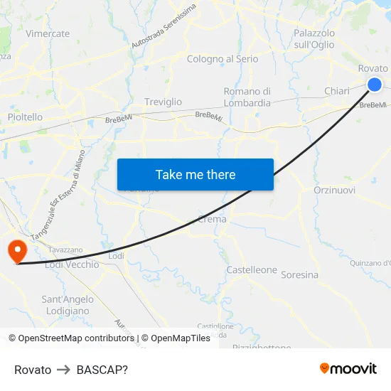 Rovato to Bascap map