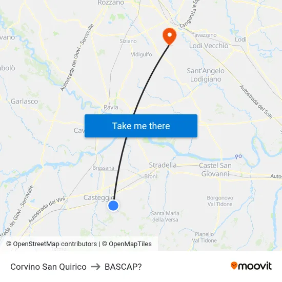 Corvino San Quirico to Bascap map