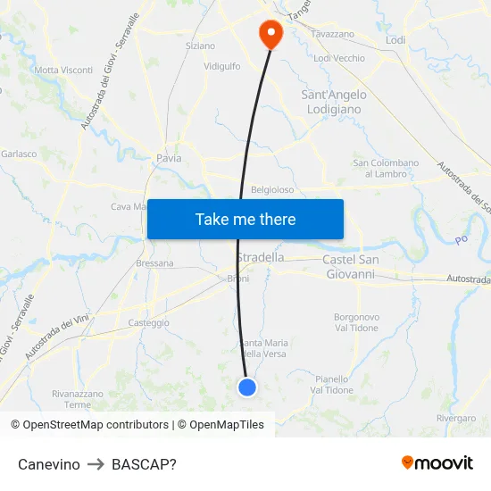 Canevino to Bascap map