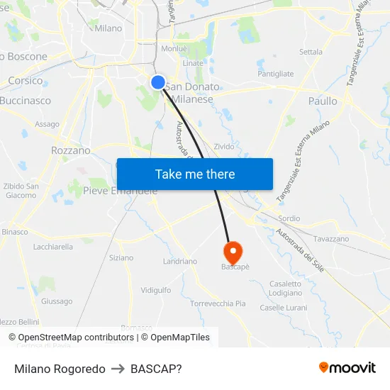 Milano Rogoredo to BASCAP? map