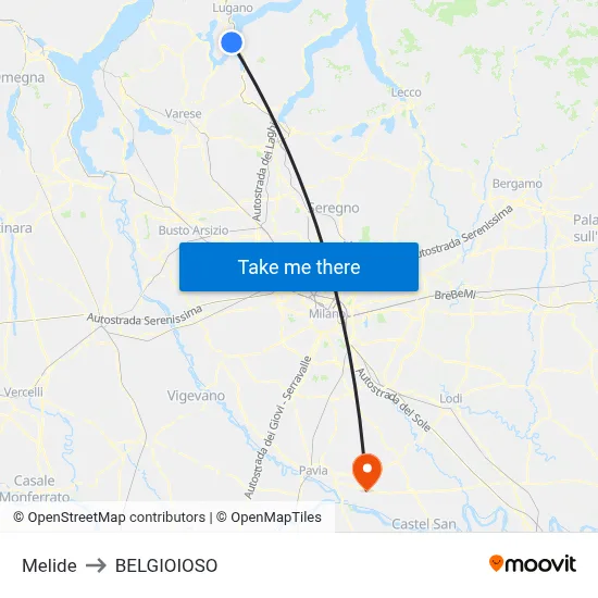 Melide to Belgioioso map