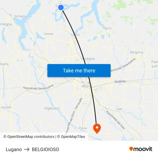 Lugano to BELGIOIOSO map