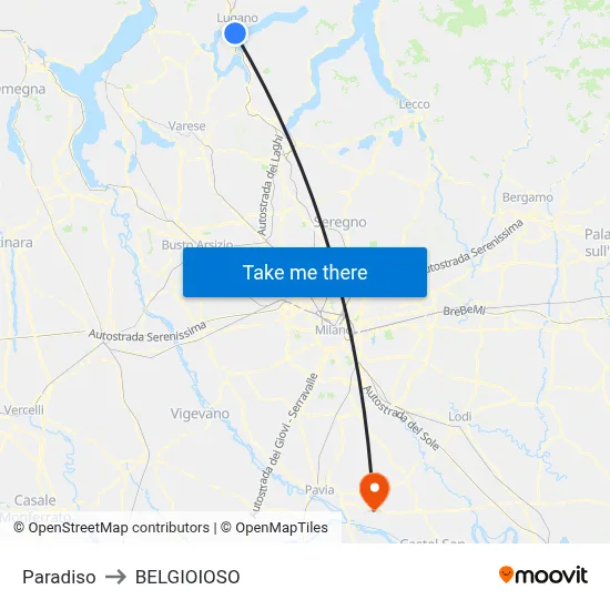 Paradiso to Belgioioso map