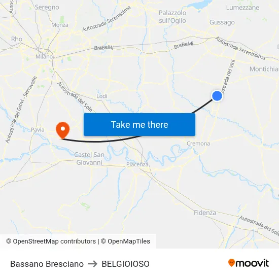 Bassano Bresciano to Belgioioso map