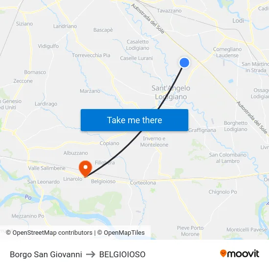 Borgo San Giovanni to BELGIOIOSO map