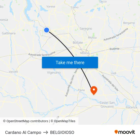 Cardano al Campo to Belgioioso map