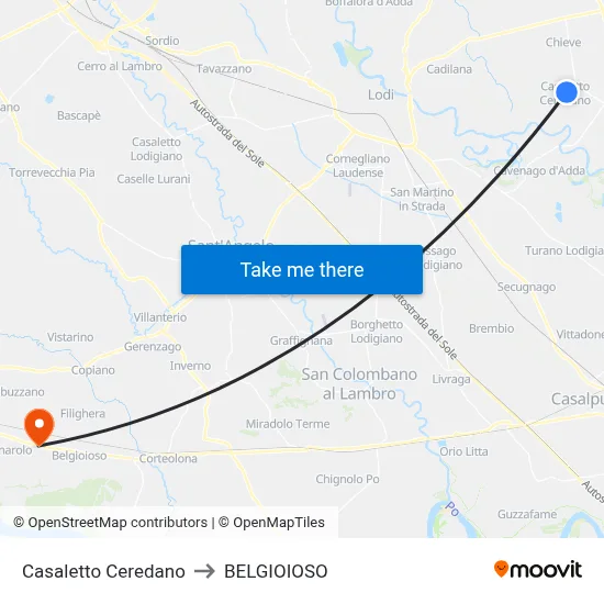 Casaletto Ceredano to Belgioioso map