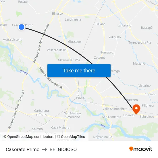 Casorate Primo to BELGIOIOSO map