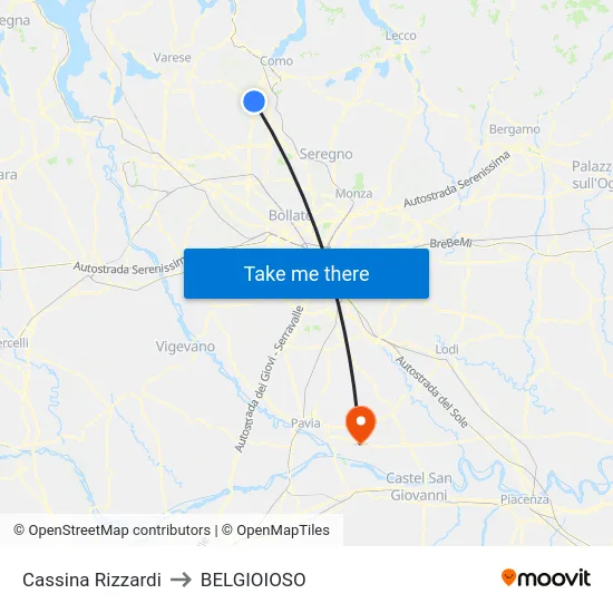 Cassina Rizzardi to BELGIOIOSO map