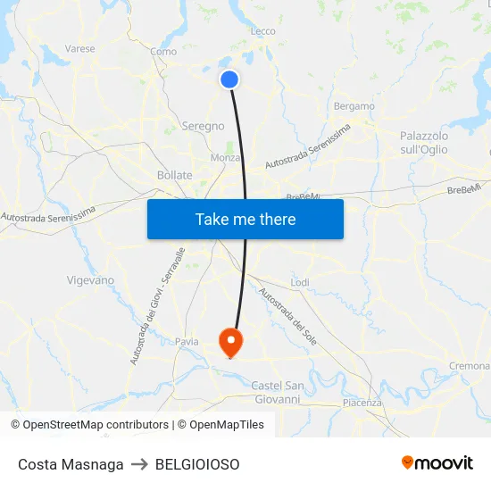Costa Masnaga to Belgioioso map