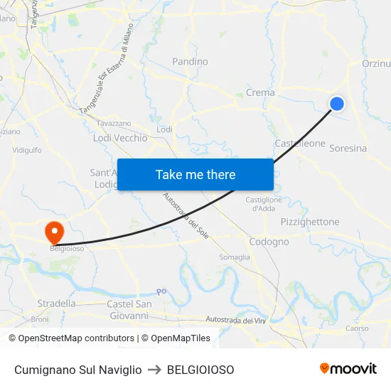 Cumignano Sul Naviglio to Belgioioso map