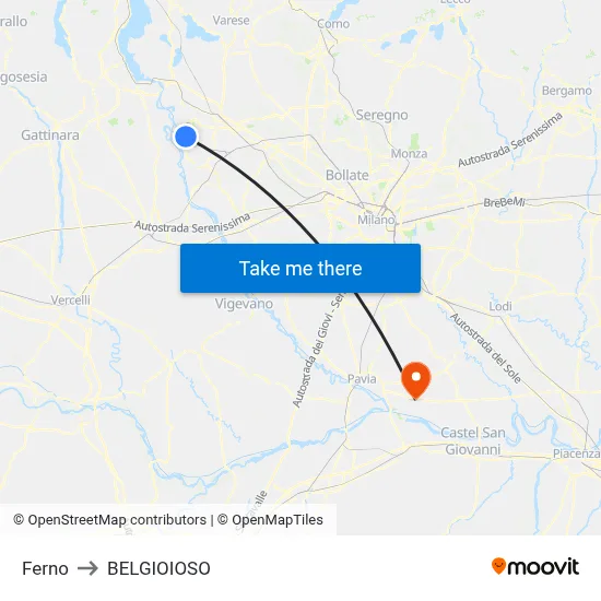 Ferno to Belgioioso map