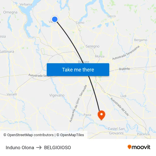 Induno Olona to Belgioioso map