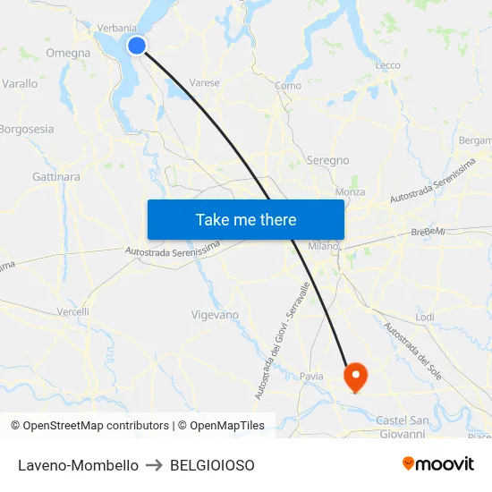 Laveno-Mombello to Belgioioso map