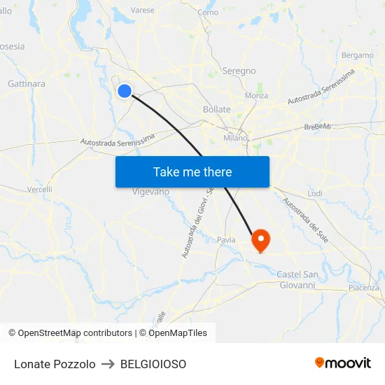 Lonate Pozzolo to BELGIOIOSO map