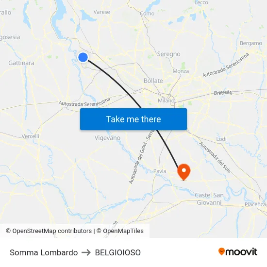 Somma Lombardo to BELGIOIOSO map